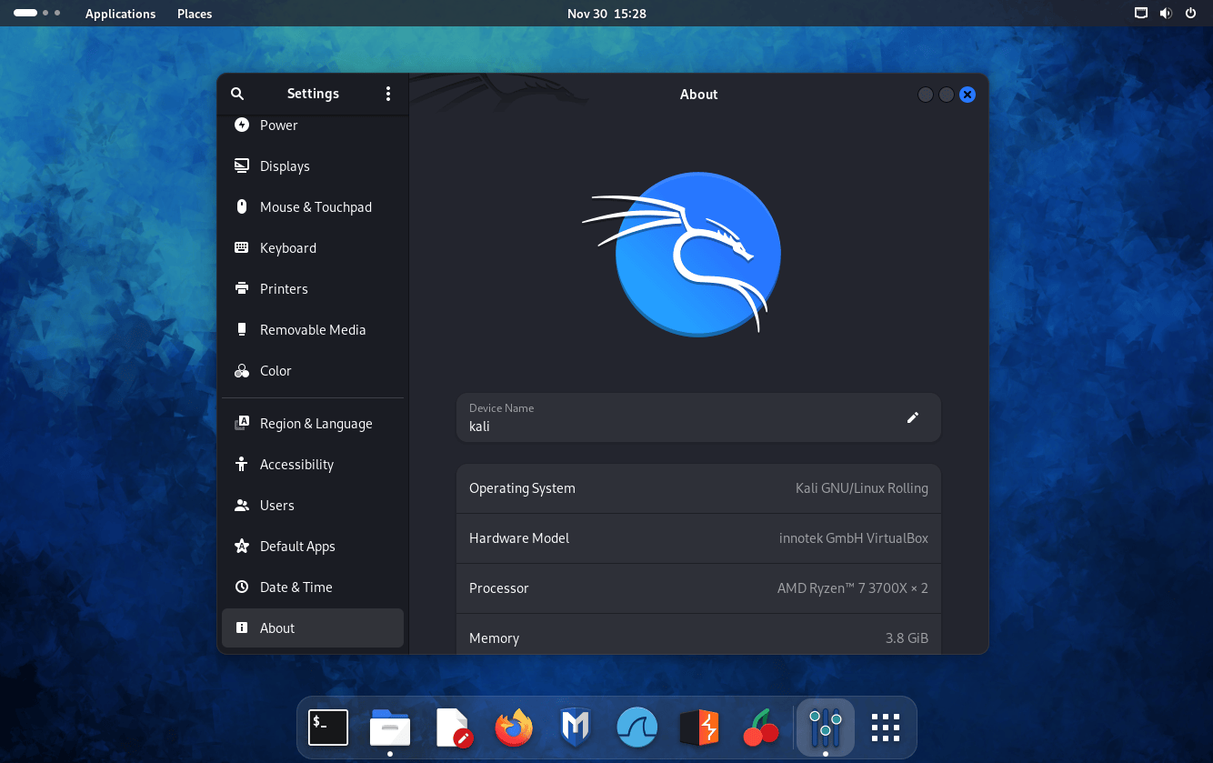 Kali GNOME 45